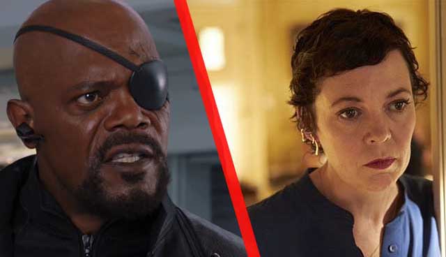 Nick Fury y Olivia Colman